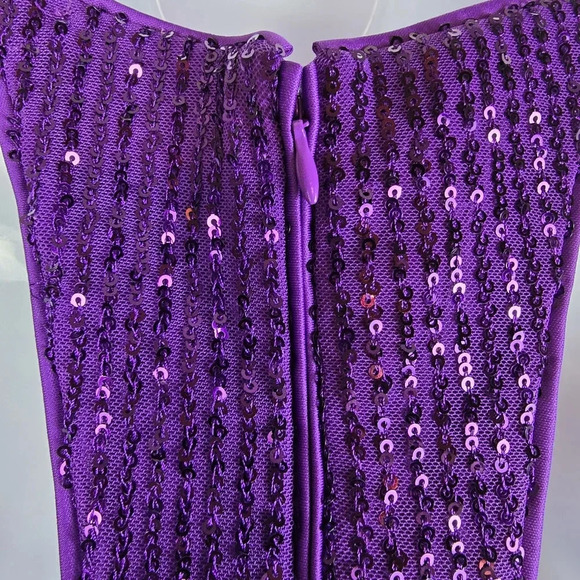 ToccinxRTR Design Collective Purple Party Sequin Asymmetrical Halter Dress Size8 - Picture 13 of 16